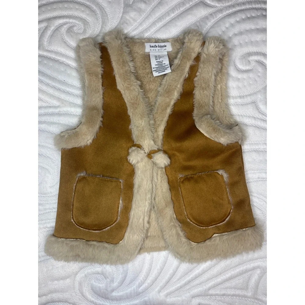 Disney Minnie‎ Mouse T-Shirt Set 2T & Haute Hippie Kids Faux Suede Fur Vest